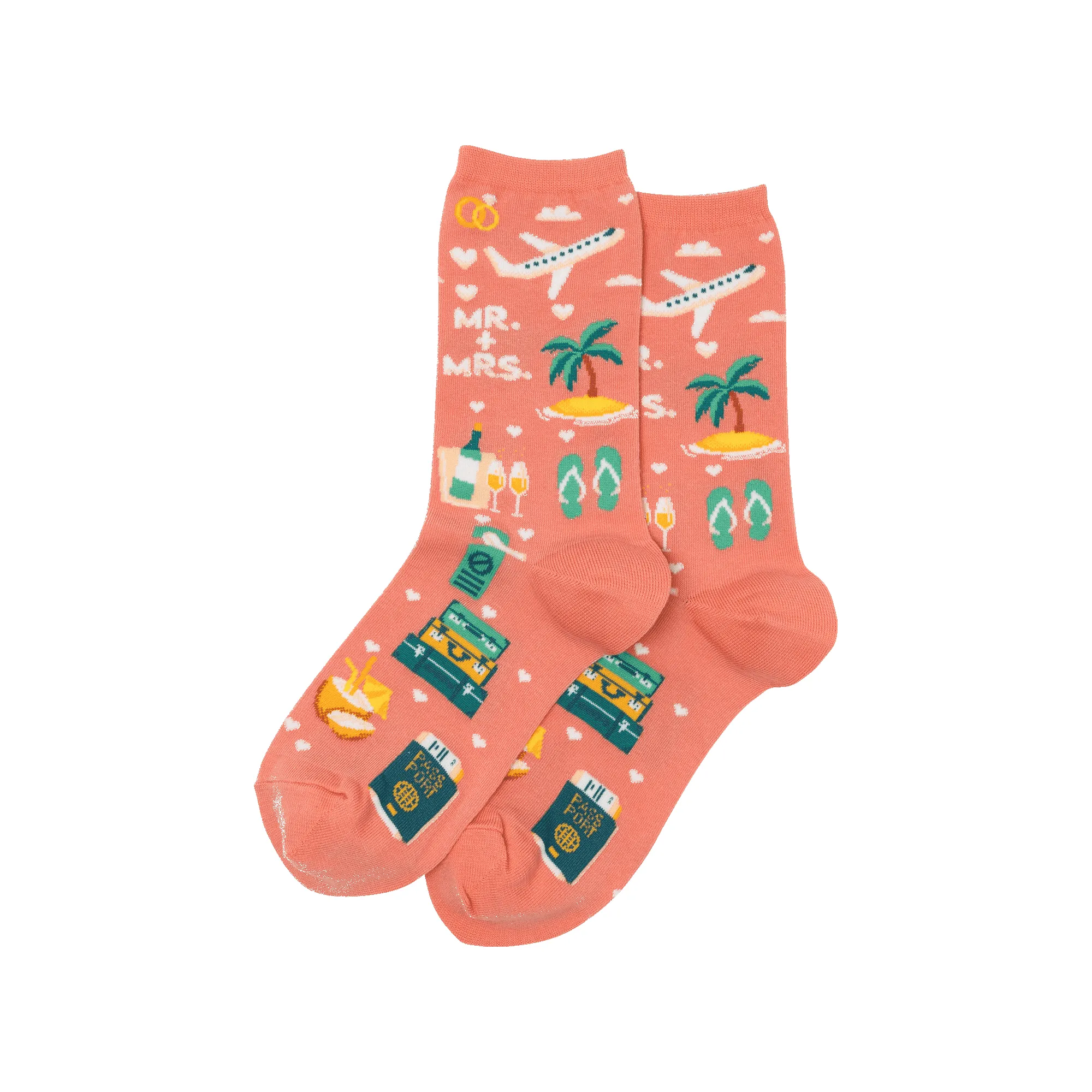 "Honeymoon" Cotton Dress Crew Socks by Hot Sox - Medium sold by Great Sox