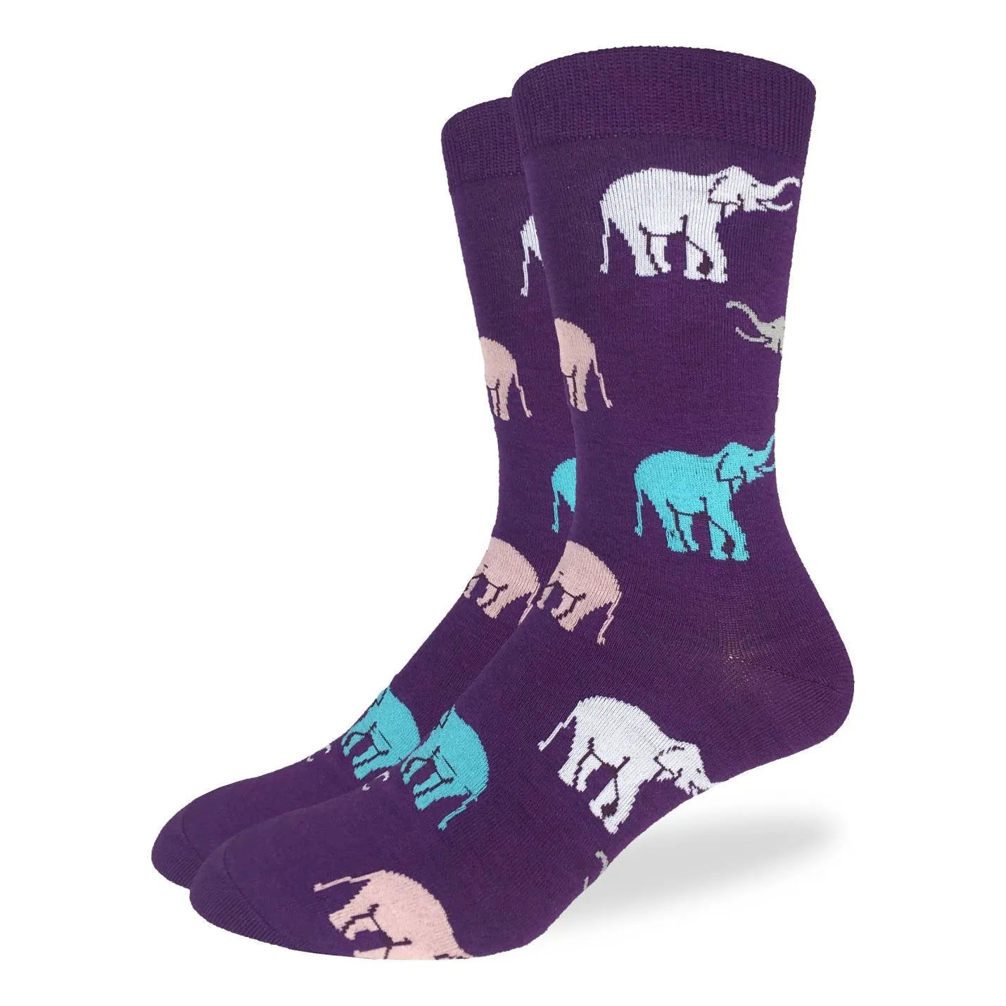 "Purple Elephant" Cotton Crew Socks by Good Luck Sock - SALE sold by Great Sox