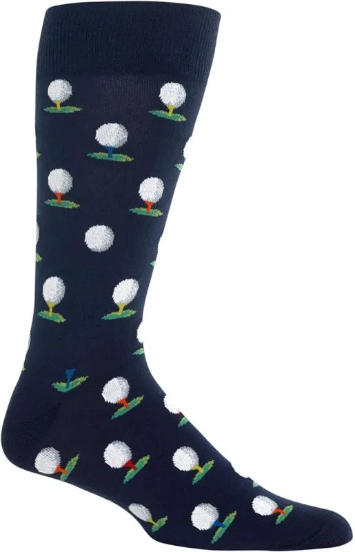 "Golf Balls" Cotton Crew Socks by HotSox - Large sold by Great Sox