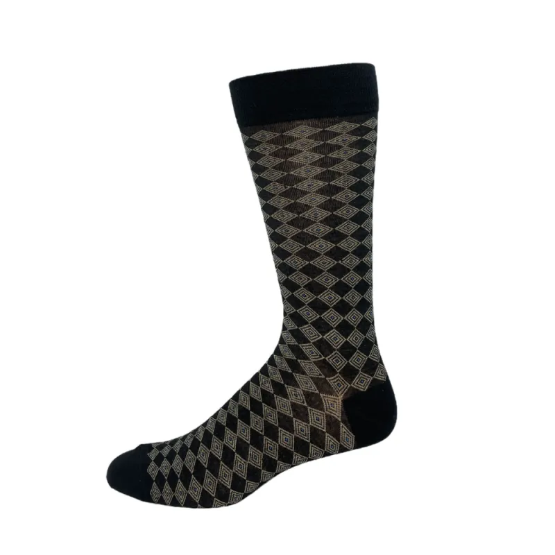 "Diamond Check" Bamboo Socks by Vagden - Large sold by Great Sox