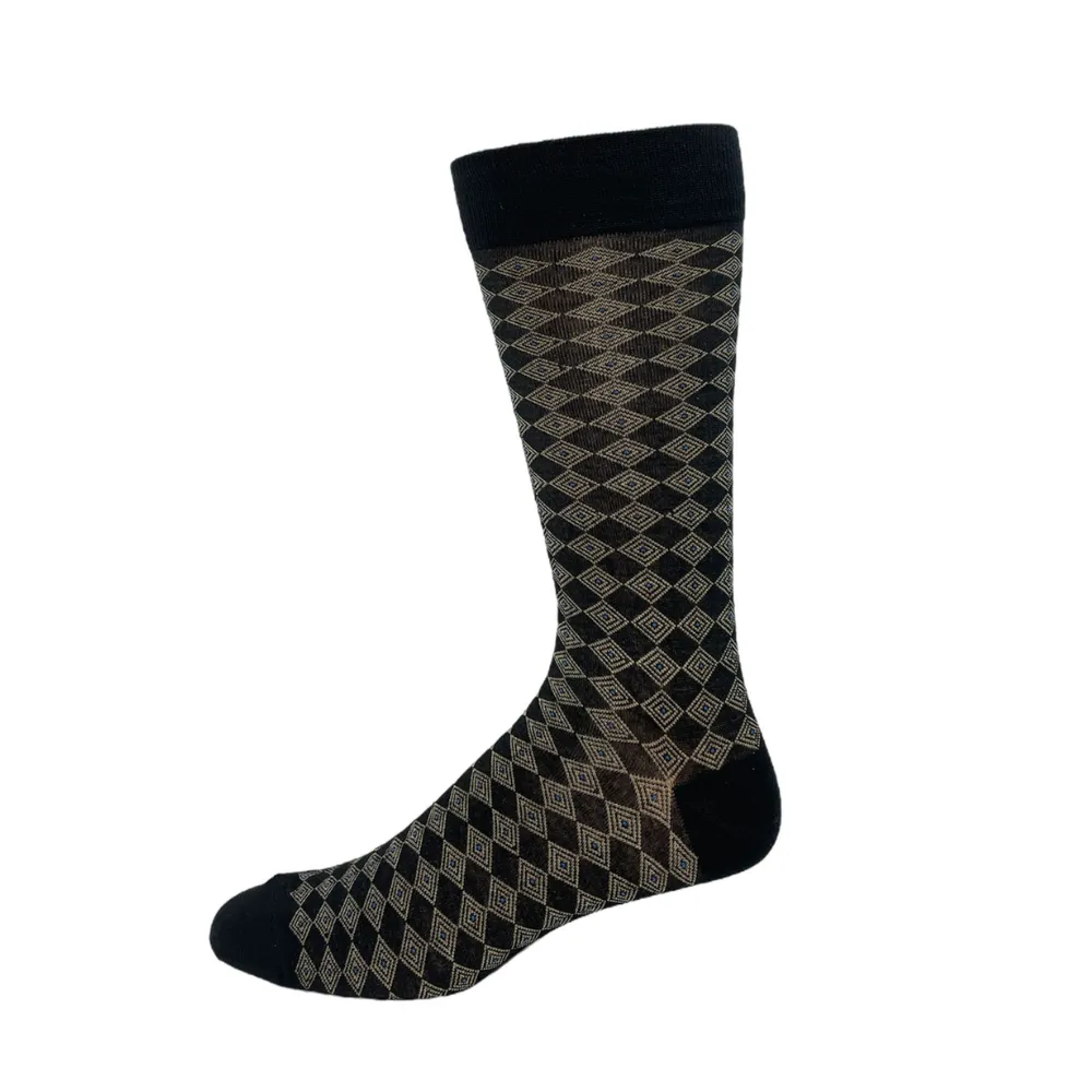 "Diamond Check" Bamboo Socks by Vagden - Large sold by Great Sox