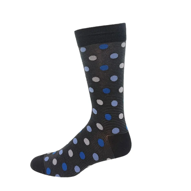"Dots on Pin Stripe " Cotton Dress sock by Vagden-Large sold by Great Sox