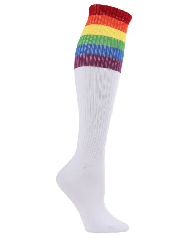 Rainbow Rugby Knee High Socks by Me Moí - Medium made by MeMoi