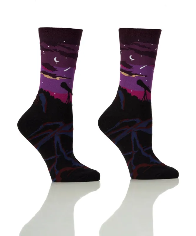 "Stargazer" Cotton Dress Crew Socks by YO Sox-Medium made by Great Sox