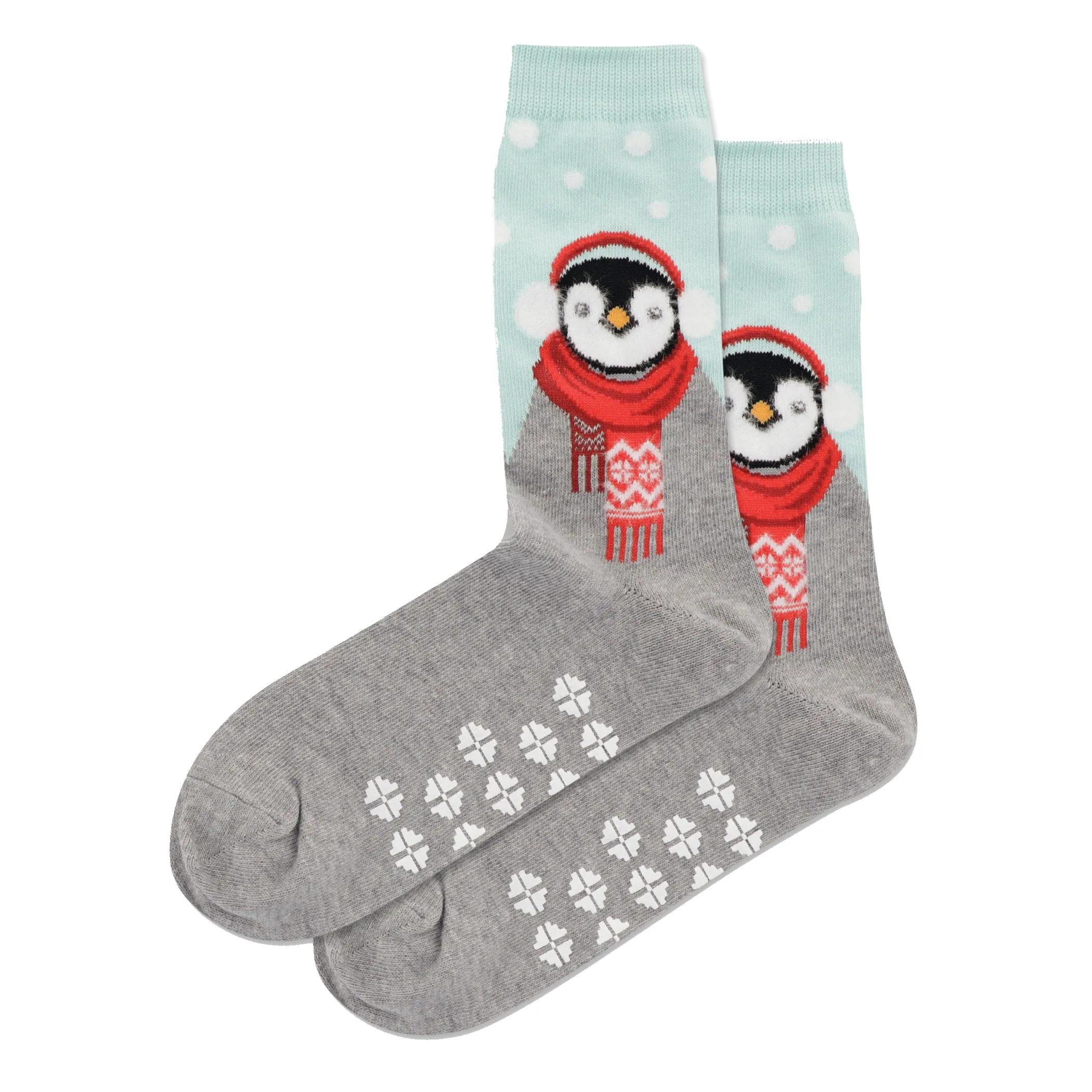 "Fuzzy Penguin" Non-Slip Crew Socks by Hot Sox - Medium sold by Great Sox