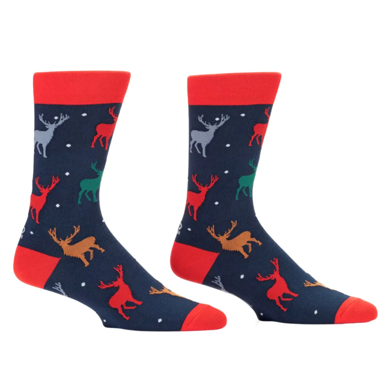 "Holiday Deer" Cotton Dress Crew Socks by YO Sox - Large sold by Great Sox