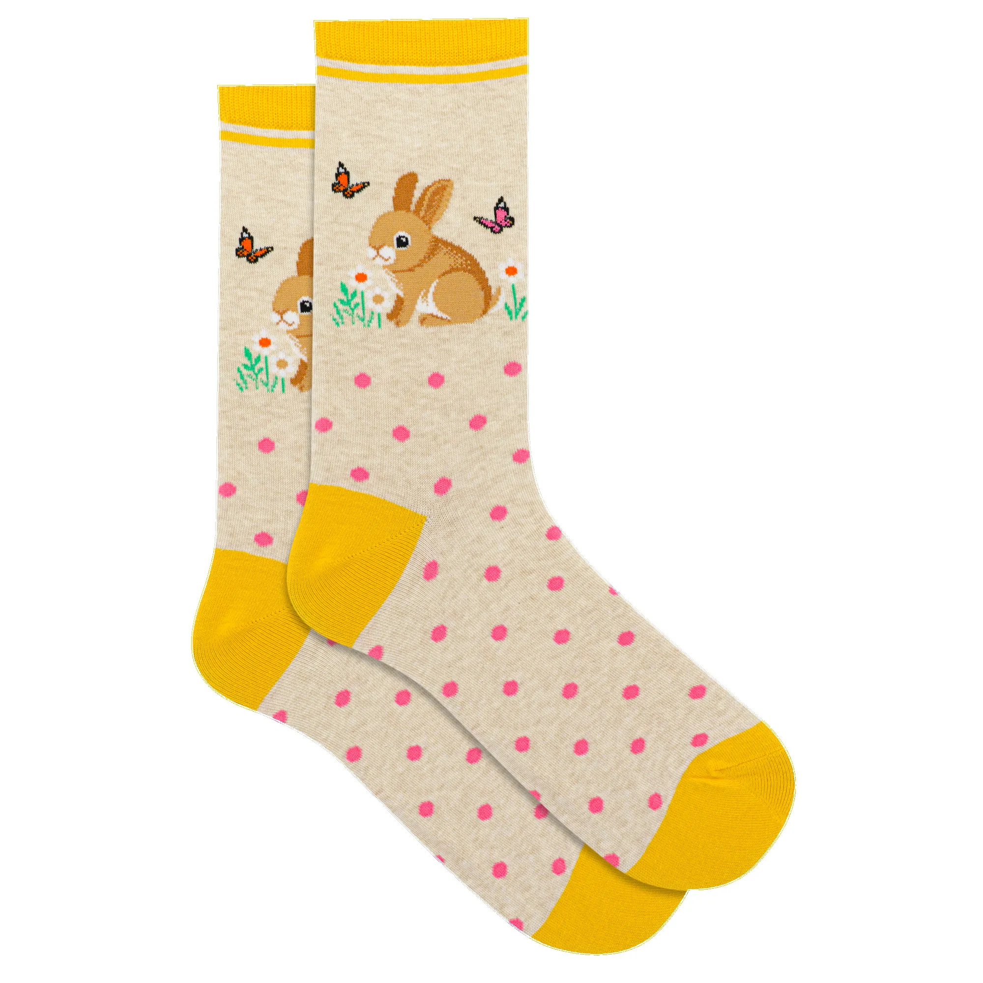 'Rabbit Dot" Crew Socks by Hot Sox - Medium sold by Great Sox