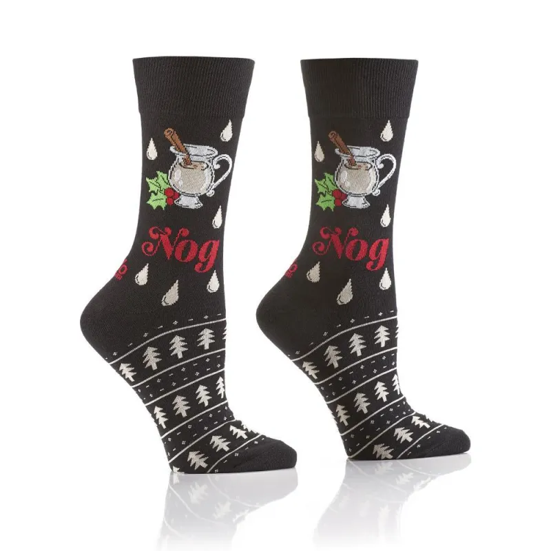 "Hog the Nog" Cotton Crew Socks by YO Sox - Medium sold by Great Sox