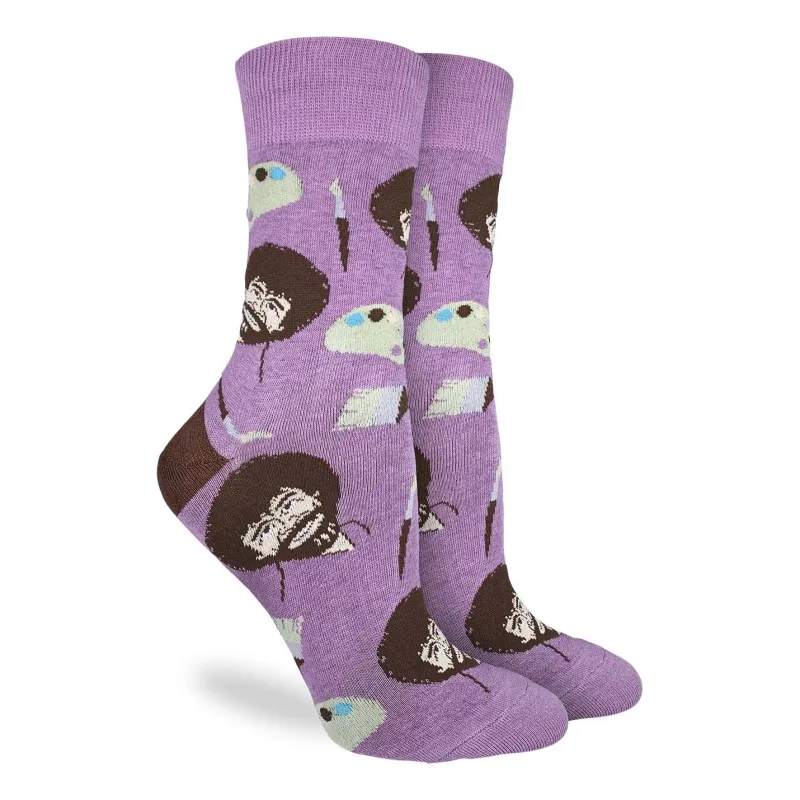 "Bob Ross Paint Board" Cotton Crew Socks by Good Luck Sock - Medium sold by Great Sox