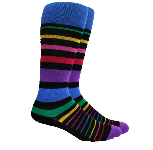 Dr. Segal Stripe Cotton Black Multi Energy Compression Socks - 15-20mmHg sold by Great Sox