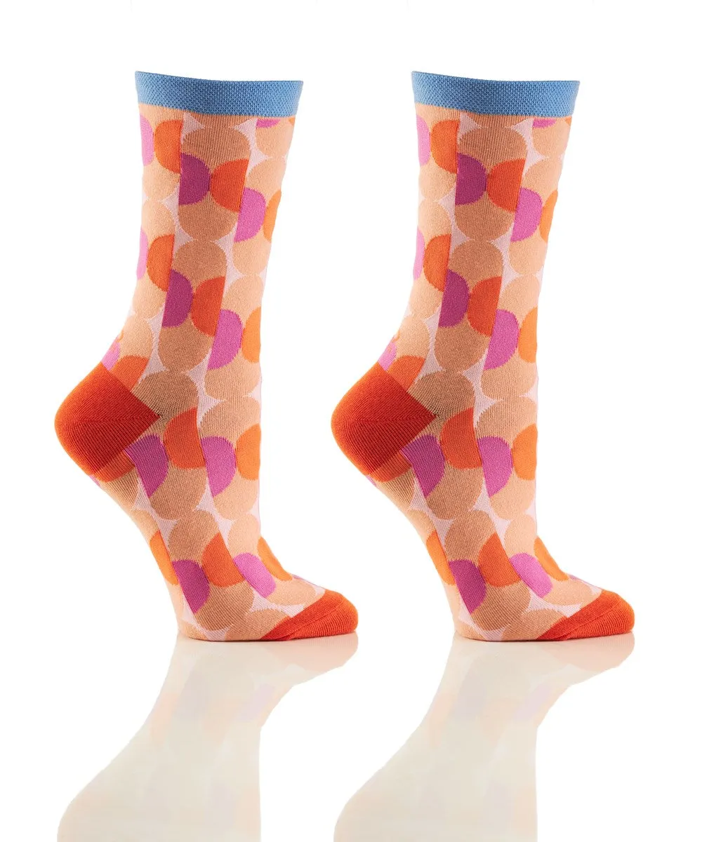 "Retro Ovals" Cotton Dress Crew Socks by YO Sox -Medium sold by Great Sox