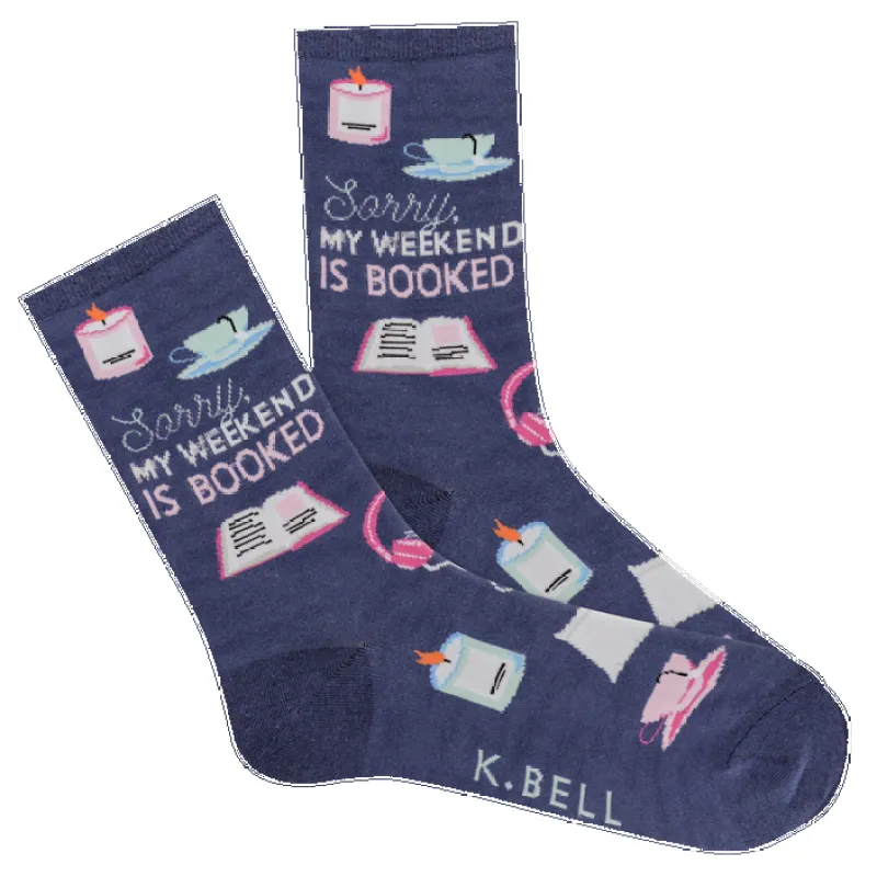 "Booked Weekend" Crew Socks by K Bell - Medium made by Great Sox