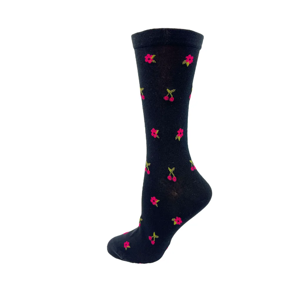 Cotton Dress "Cherry & Blossom" Diabetic Socks by Wellness - Medium sold by Great Sox