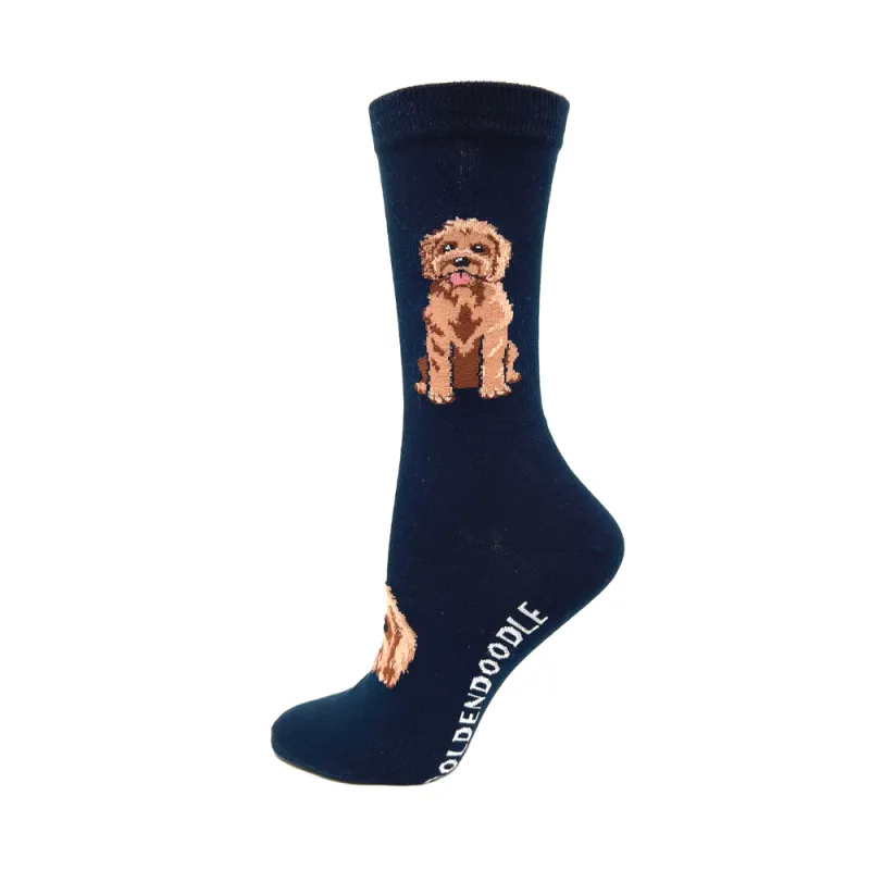 "Goldendoodle" Cotton Socks by Crazy Toes - Medium made by Great Sox