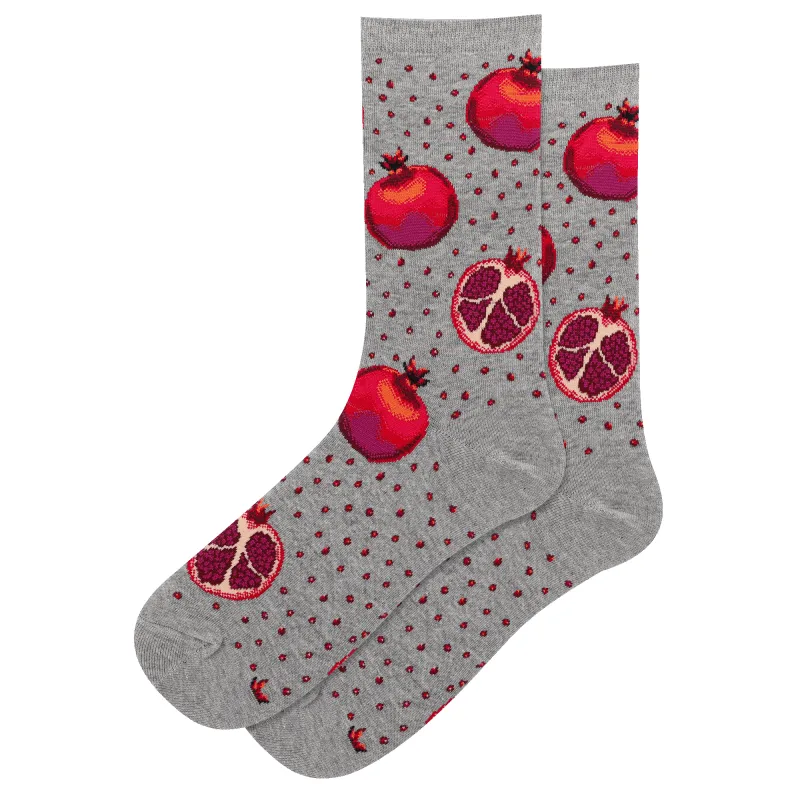 "Pomegranates" Cotton Crew Socks by Hot Sox - Medium made by Hot Sox