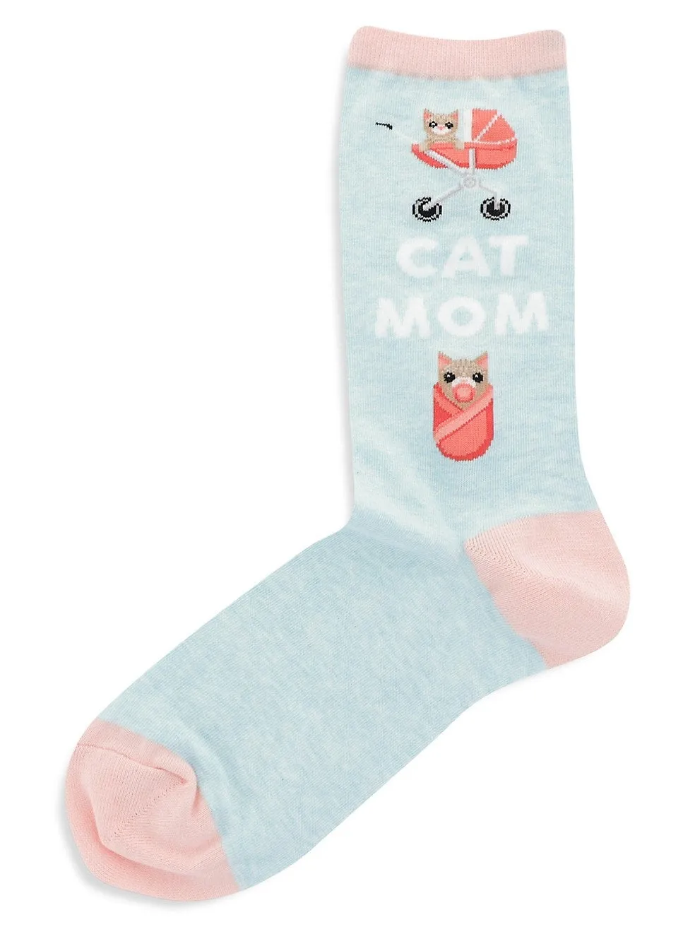 "Cat Mom" Cotton Crew Socks by Hot Sox - Medium sold by Great Sox