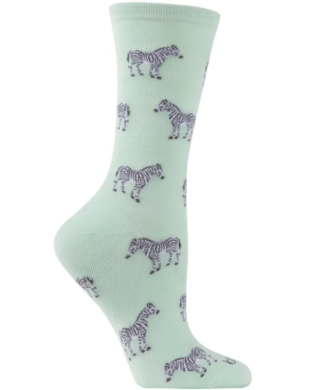 "Zebras" Bamboo Crew Socks by Me Moí - Medium sold by Great Sox