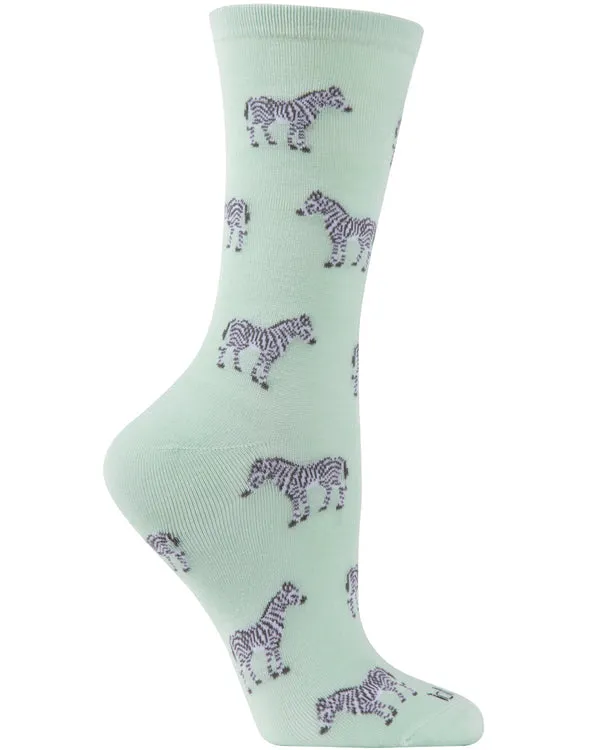 "Zebras" Bamboo Crew Socks by Me Moí - Medium sold by Great Sox