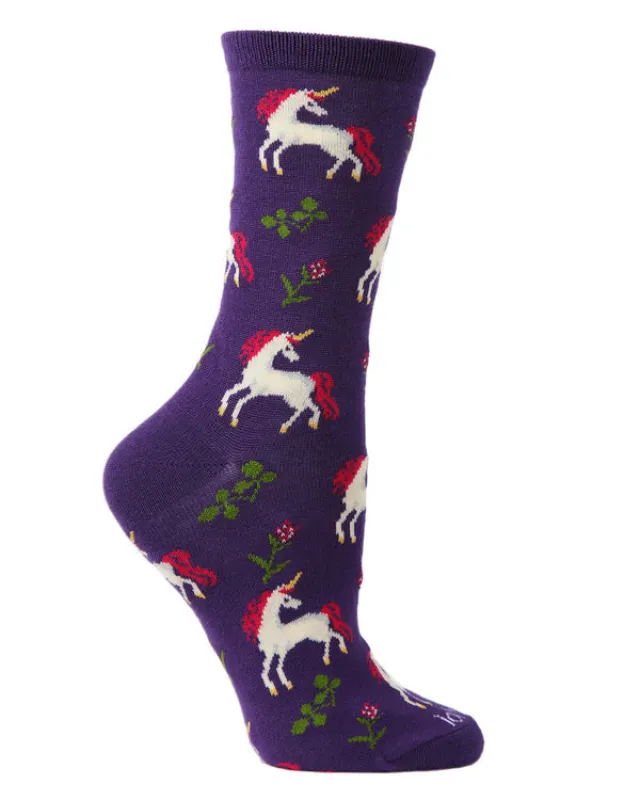 "Unicorns" Bamboo Crew Socks by Me Moí - Medium made by MeMoi
