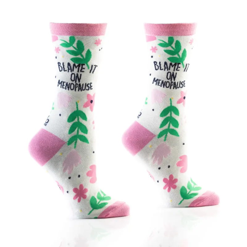"Blame it on Menopause" Cotton Dress Crew Socks by YO Sox - Medium made by Great Sox