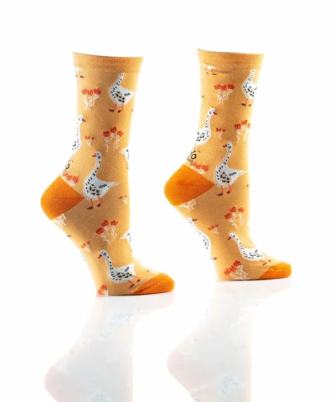 "Geese" Cotton Dress Crew Socks by YO Sox - Medium made by Great Sox