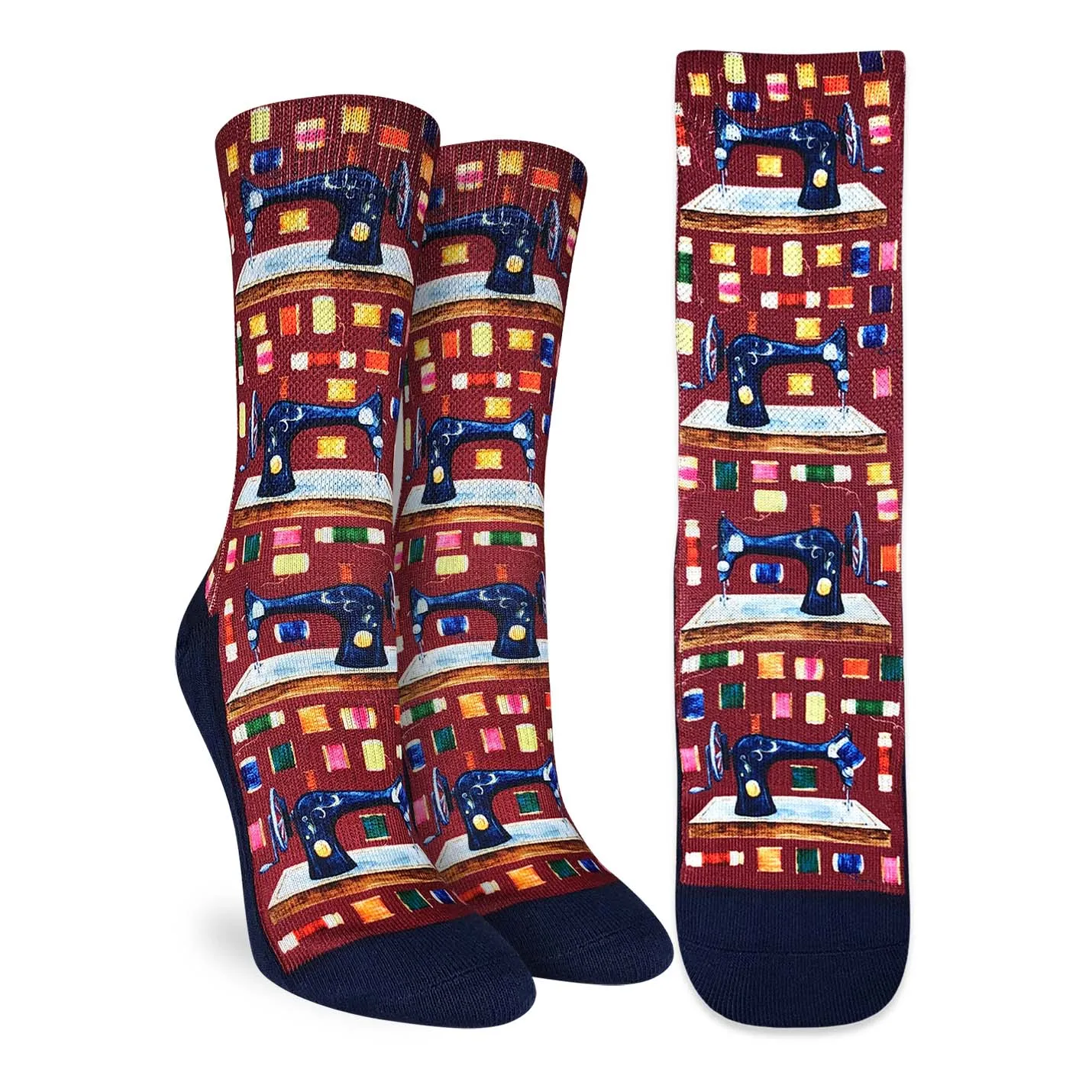 "Sewing" Active Crew Socks by Good Luck Sock - Medium sold by Great Sox