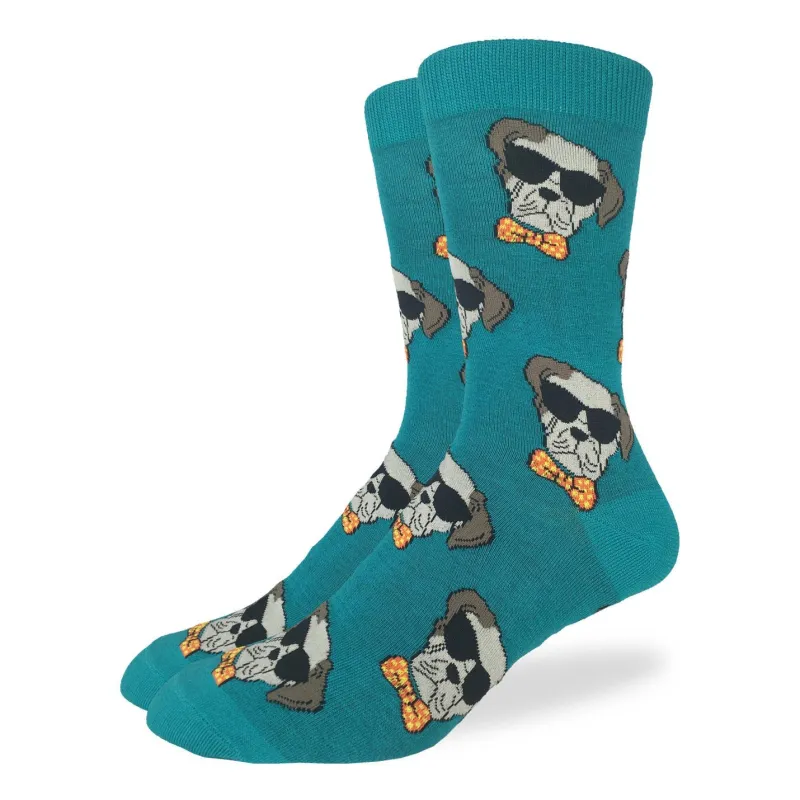 "Dapper Dog" Cotton Crew Socks by Good Luck Sock-Large made by Great Sox
