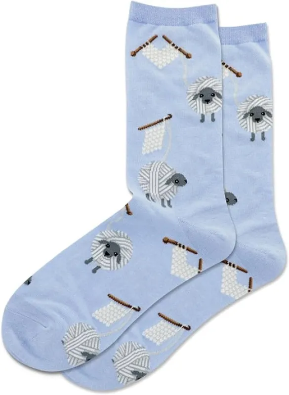 "Yarn Sheep" Cotton Crew Socks by Hot Sox - Medium sold by Great Sox
