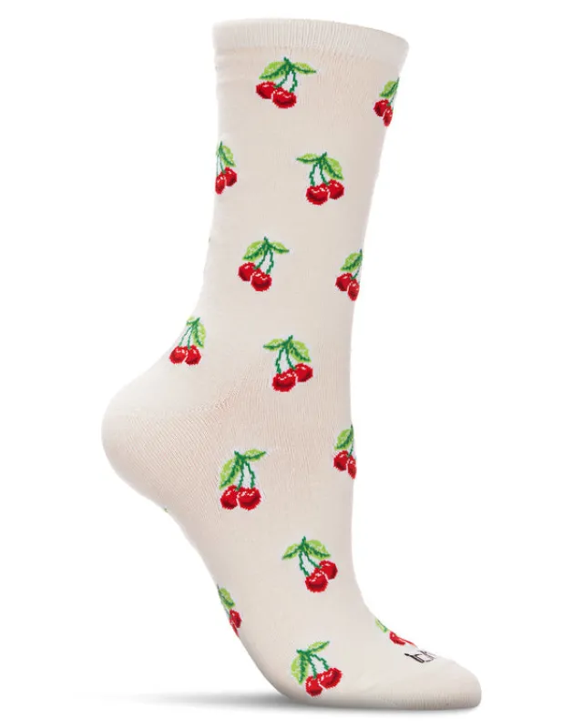 "Cherries" Bamboo Crew Socks by Me Moí - Medium made by MeMoi