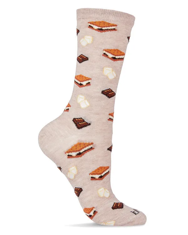 "I'd Like S'more Please" Bamboo Crew Socks by Me Moí - Medium sold by Great Sox