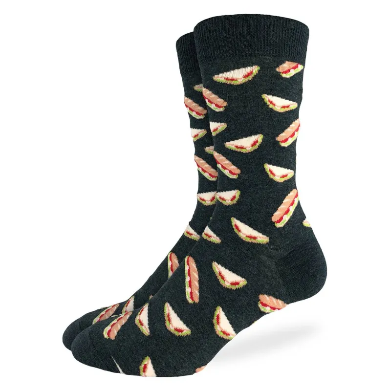 "Sandwiches" Cotton Crew Socks by Good Luck Sock-Large made by Great Sox
