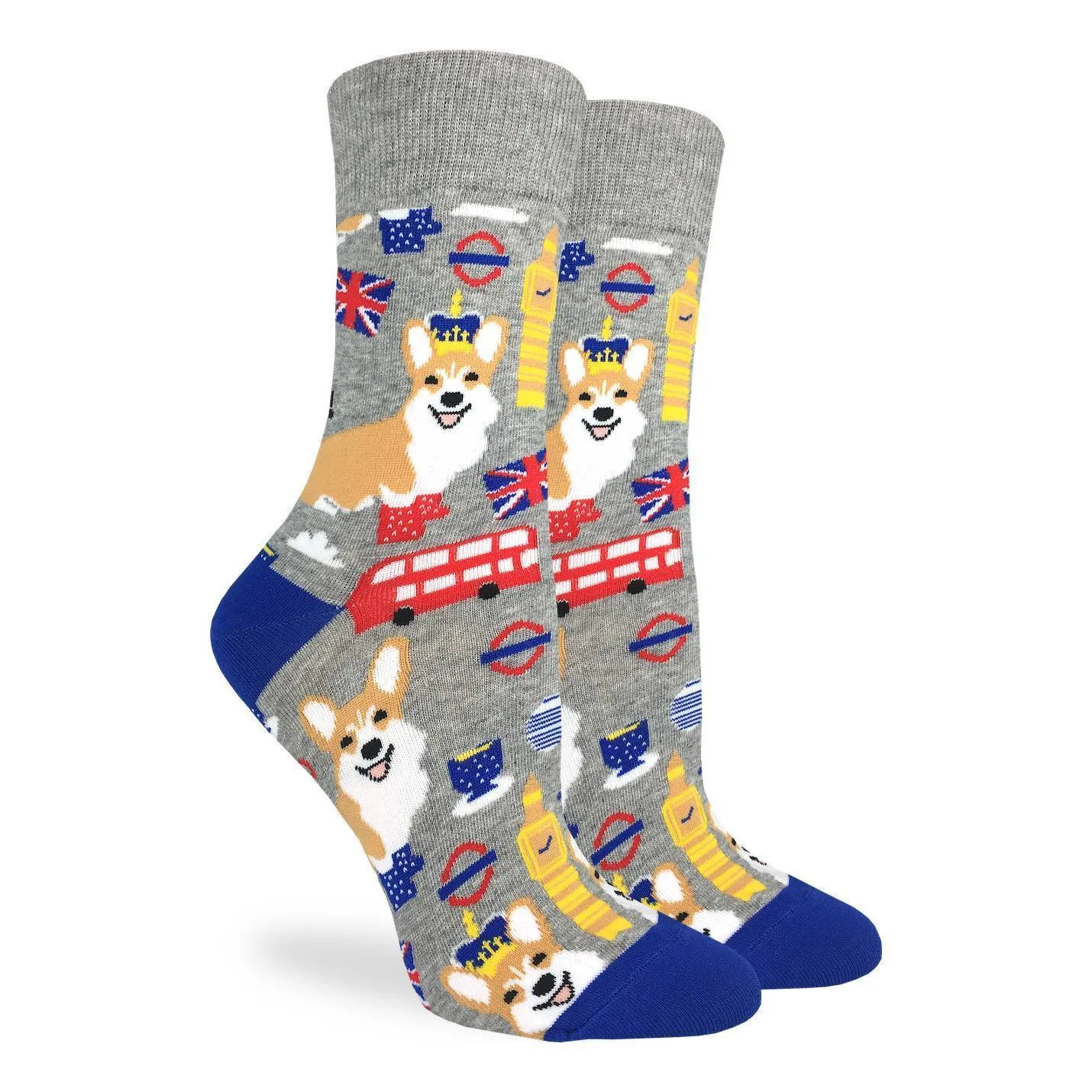 "Corgis in London" Cotton Crew Socks by Good Luck Sock sold by Great Sox product image thumbnail 2