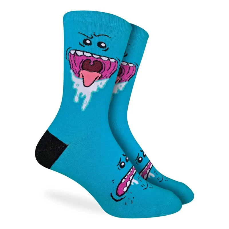 "Mr. Meeseeks Face  " Crew Socks by Good Luck Sock - Large - SALE made by Great Sox