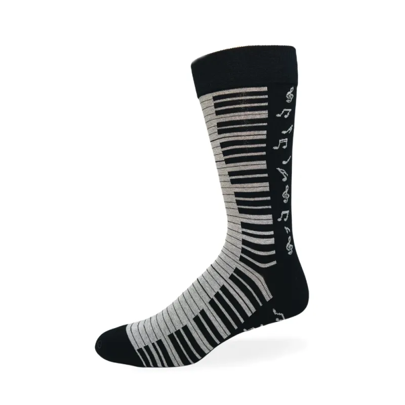 "Piano" Pattern Cotton Dress Sock by Crazy Toes -Large - SALE sold by Great Sox