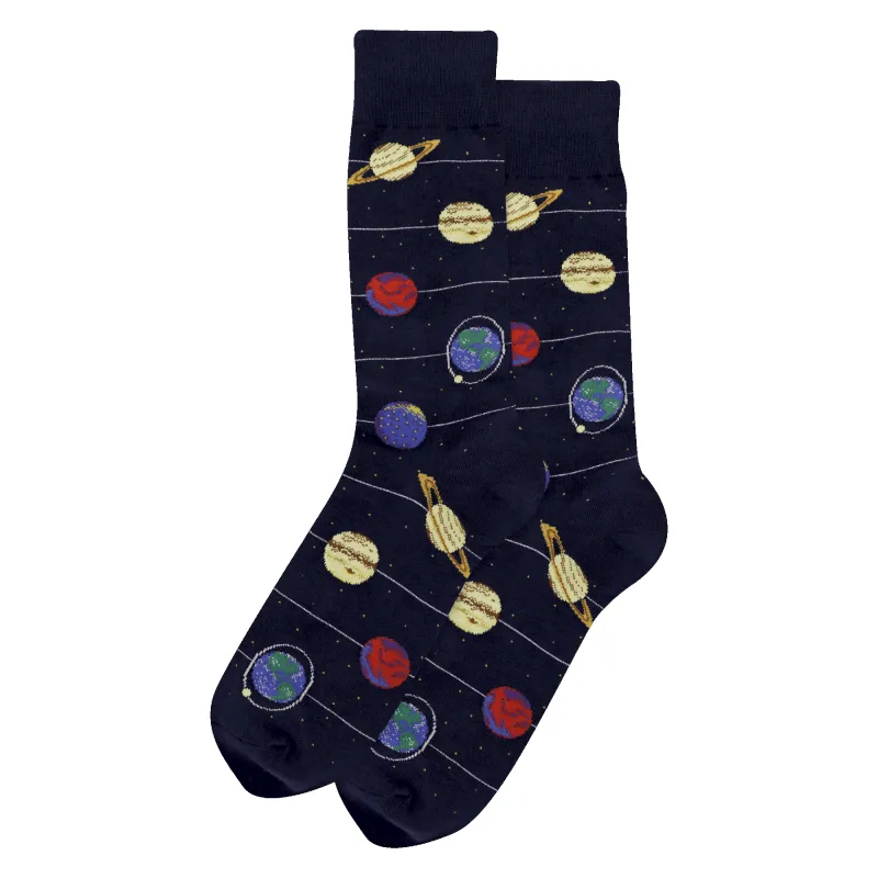 "Solar System" Cotton Crew Socks by Hot Sox made by Hot Sox