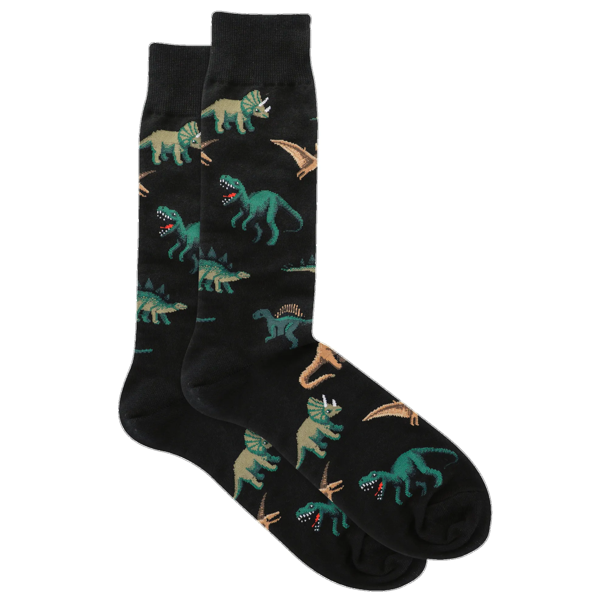 "Dinosaurs" Cotton Crew Socks by Hot Sox-Large sold by Great Sox
