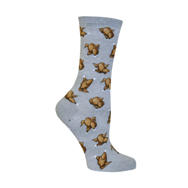 "Dancing Turkeys" Cotton Crew  Socks by Hot Sox - Medium - SALE made by Hot Sox