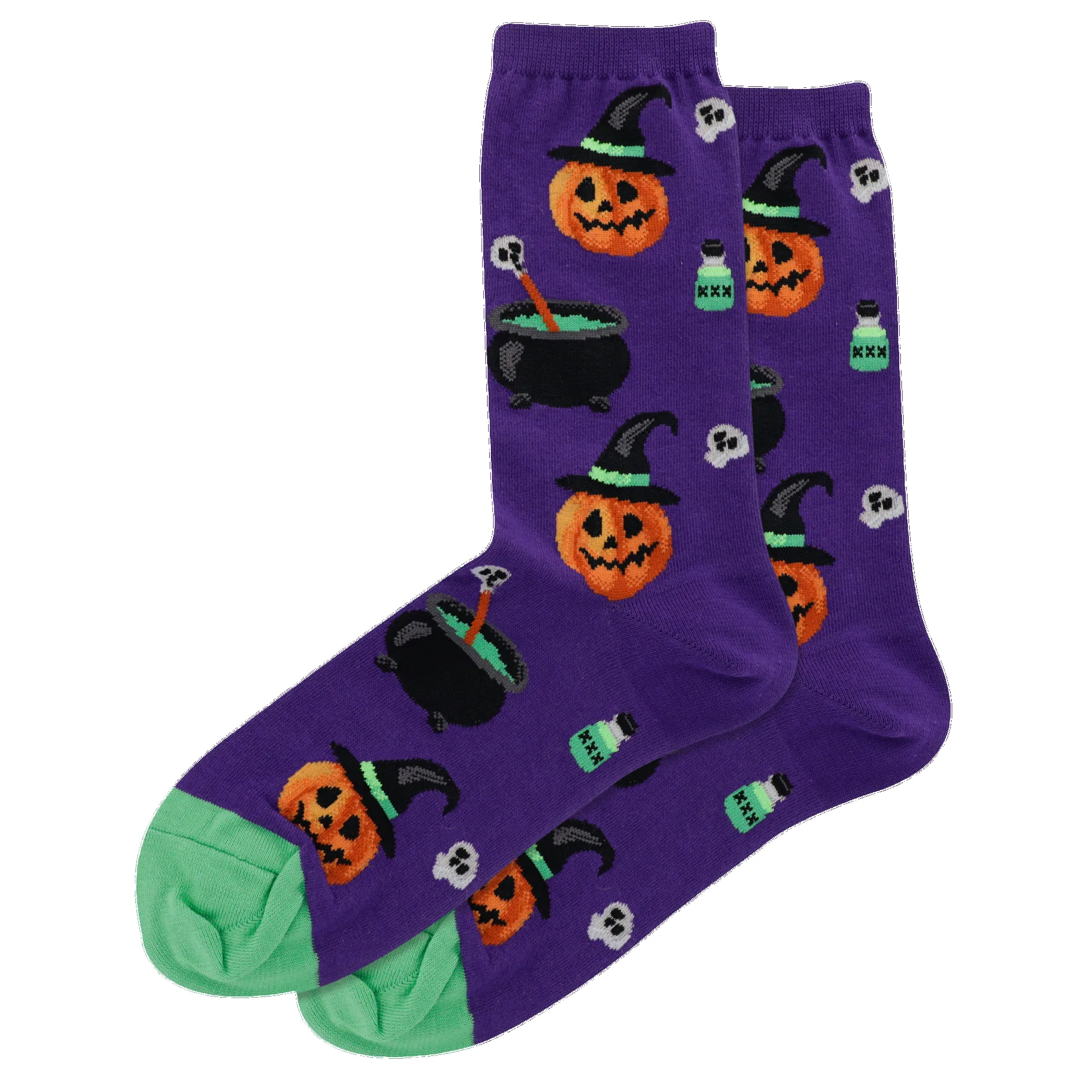 "Witch Pumpkin" Cotton Crew Socks by Hot Sox - Medium - SALE sold by Great Sox