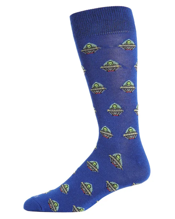 "Alien Invasion" Bamboo Crew Socks by Me Moí - Large sold by Great Sox