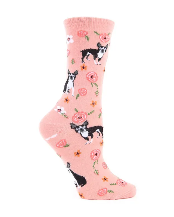 "French Bulldog And Roses" Bamboo Crew Socks by Me Moí - Medium sold by Great Sox product image thumbnail 2