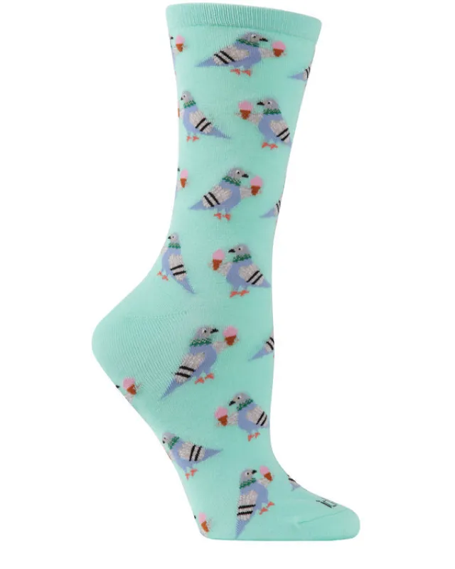 "Feed The Pigeons" Bamboo Crew Socks by Me Moí - Medium made by MeMoi