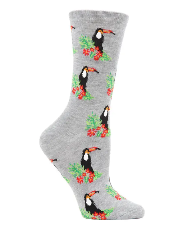 "Toucan" Crew Bamboo Socks by Me Moí - Medium (CLEARANCE) sold by Great Sox