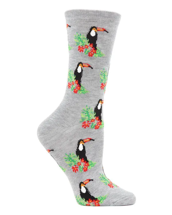 "Toucan" Crew Bamboo Socks by Me Moí - Medium (CLEARANCE) sold by Great Sox