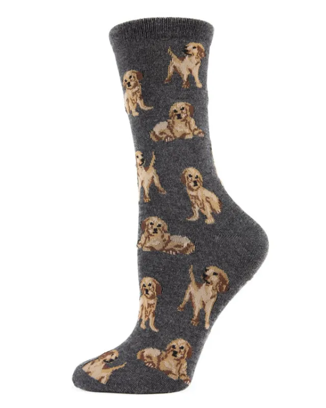"Golden Retriever/Puppies" Bamboo Crew Socks by Me Moí made by MeMoi