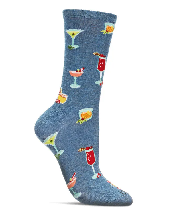 "Totally Tipsy" Bamboo Crew Socks by Me Moí - Medium sold by Great Sox