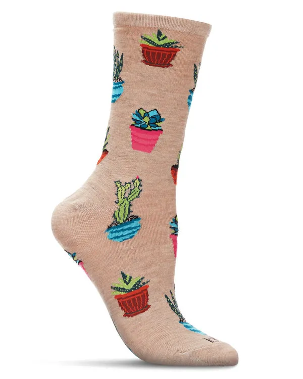 "Succ It Up Succulents" Bamboo Crew Socks by Me Moí - Medium sold by Great Sox
