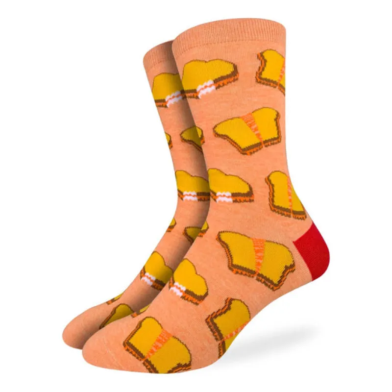 "Grilled Cheese" Crew Socks by Good Luck Sock - Large made by Great Sox