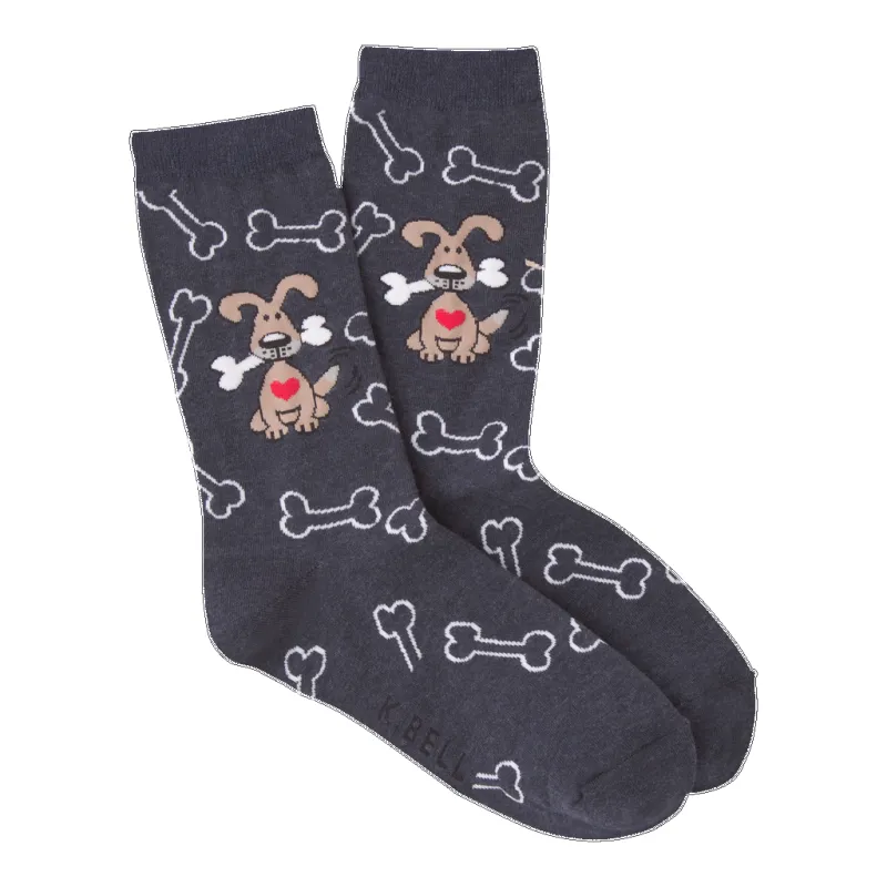 "Dog With Bones" Crew Socks by K Bell - Medium made by Great Sox