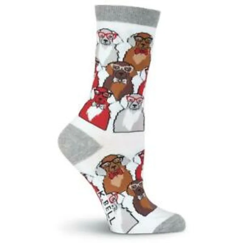 "Smarty Dog" Crew Socks by K Bell - Medium made by Great Sox