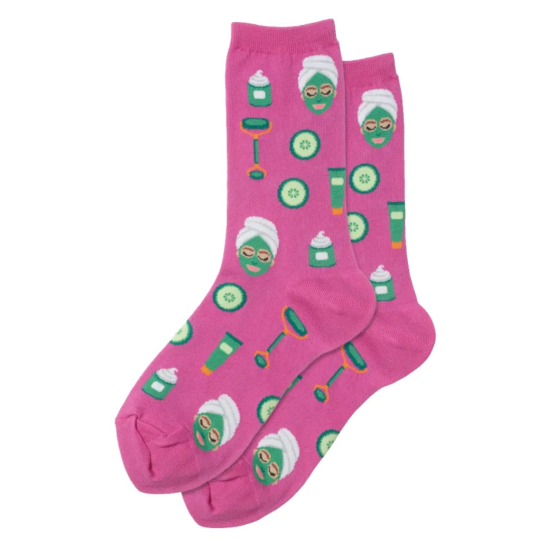 "Spa Facial" Cotton Crew Socks by Hot Sox - Medium made by Hot Sox